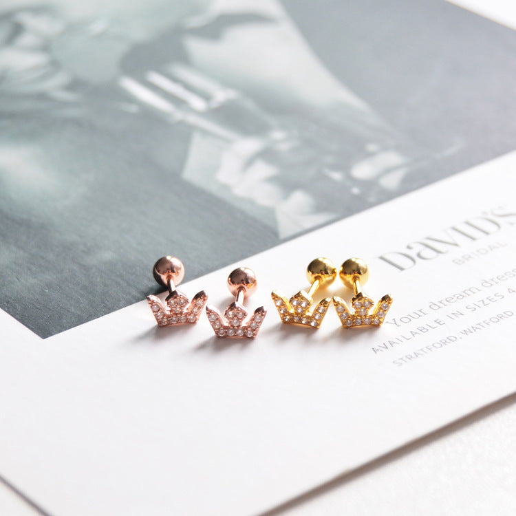 Monika Crown Zircon Stud Earrings