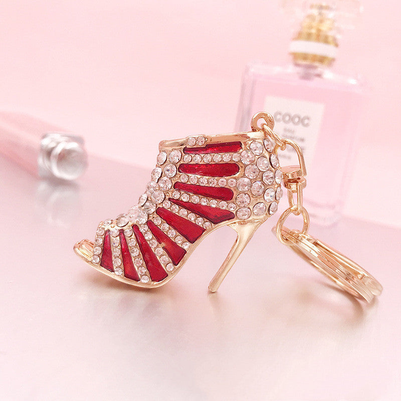 Monika Rhinestone Striped High Heel Keychain