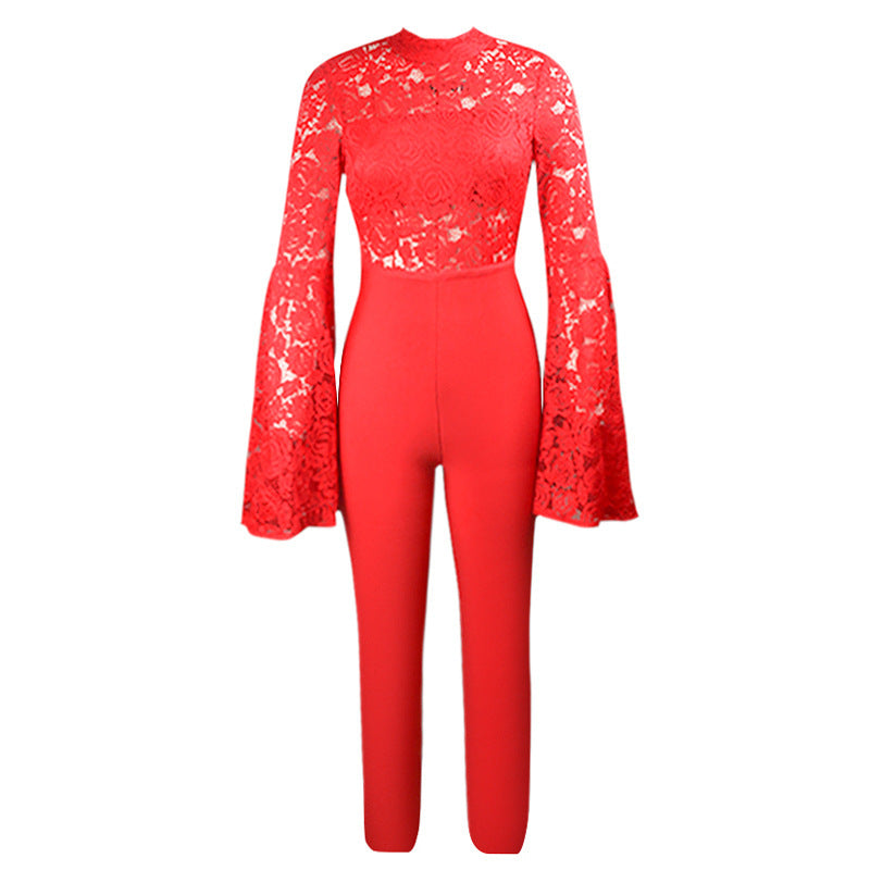 Monika Flared Sleeve Lace Jumpsuit