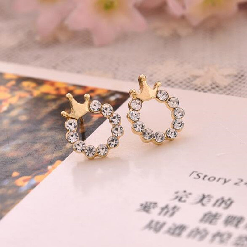 Monika Crown Diamond Stud Earrings