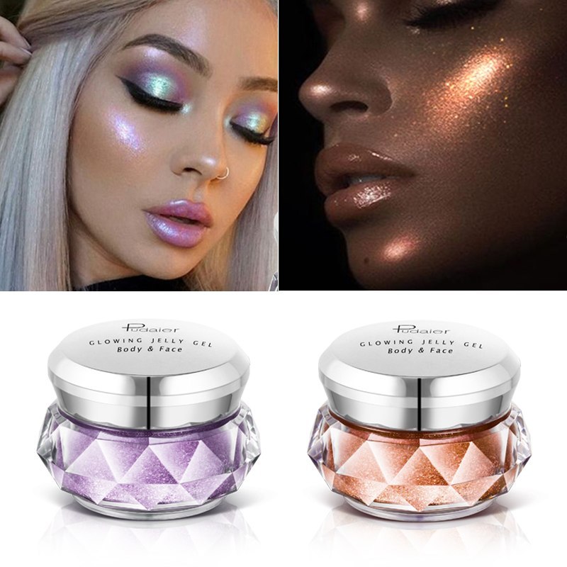 Monika Beauty Pageant Face Highlighter Jelly Gel Mermaid Eyeshadow Glow Body Glitter Festival Makeup Iluminador Gold Liquid Highlighter Bronzer