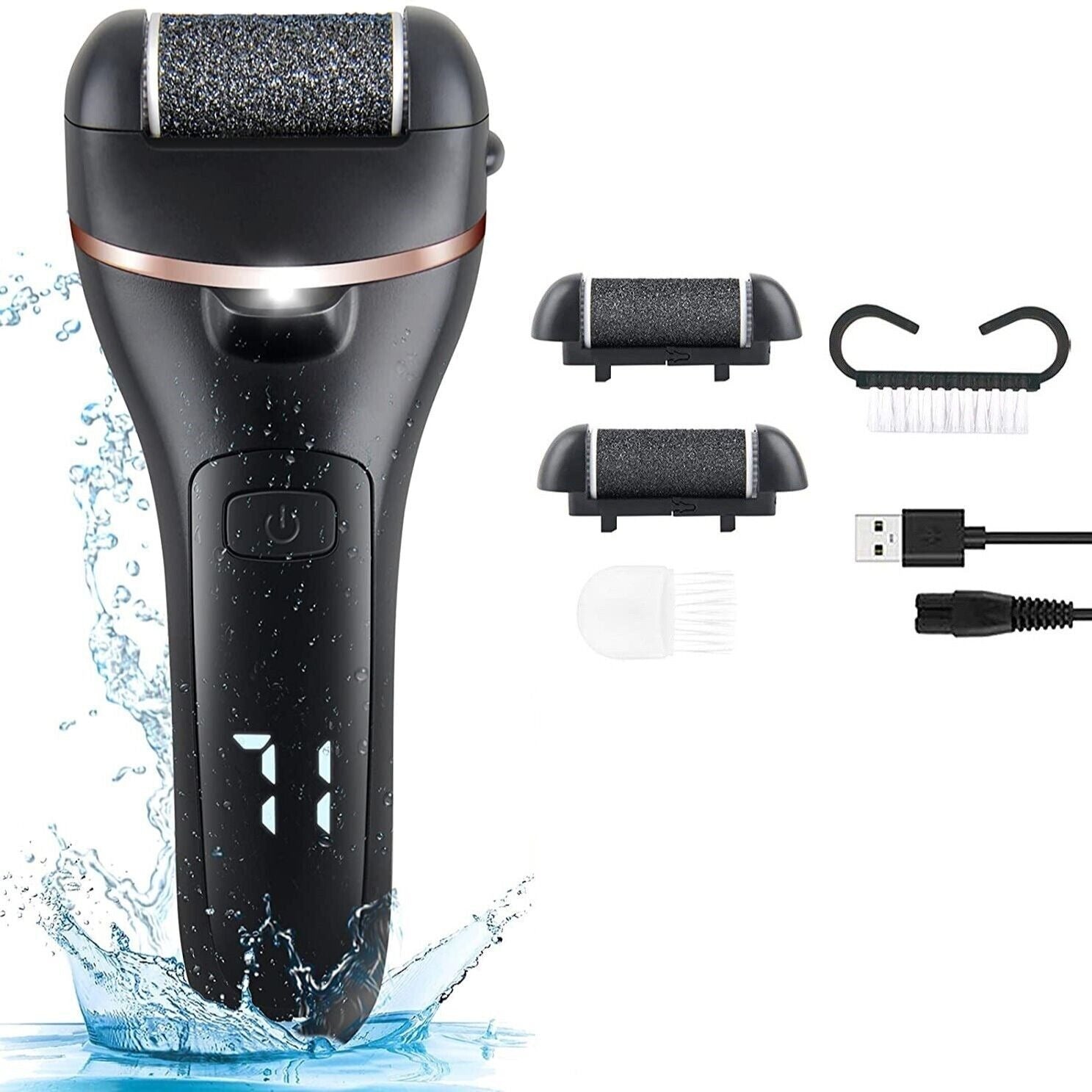 Monika Electric Foot Grinder & Callus Remover – 3 Roller Heads