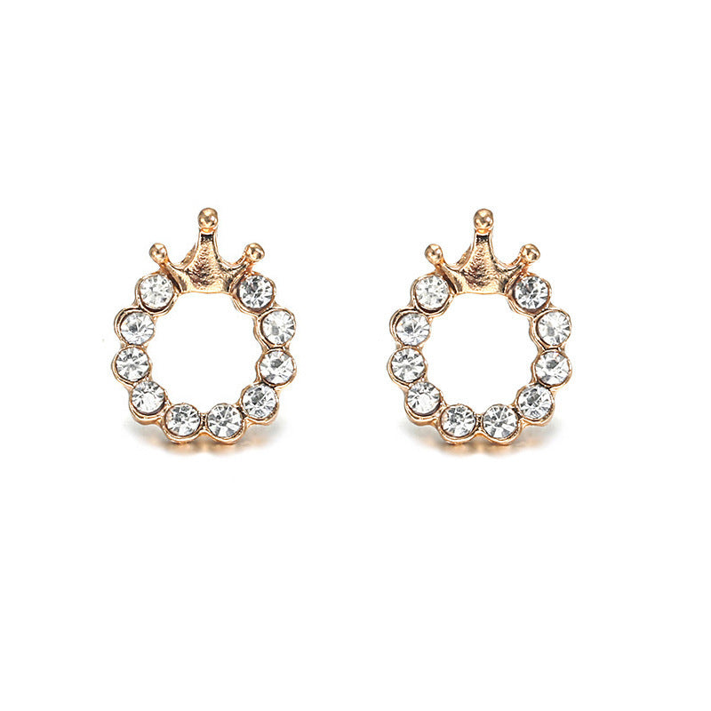 Monika Crown Diamond Stud Earrings