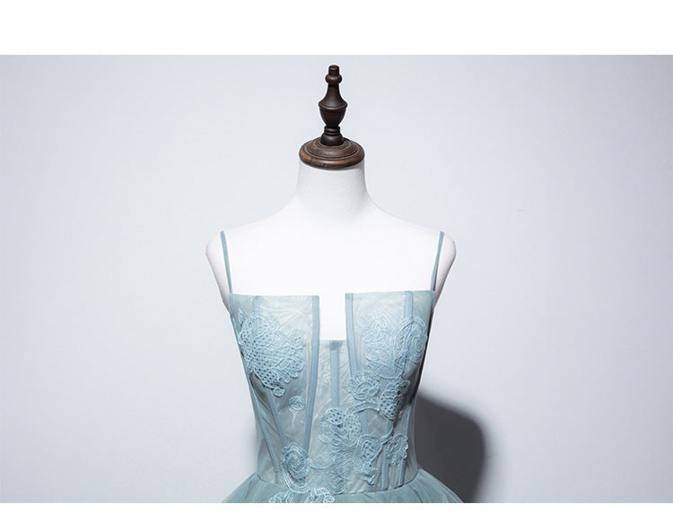 Monika Grey-Green Suspender Evening Dress