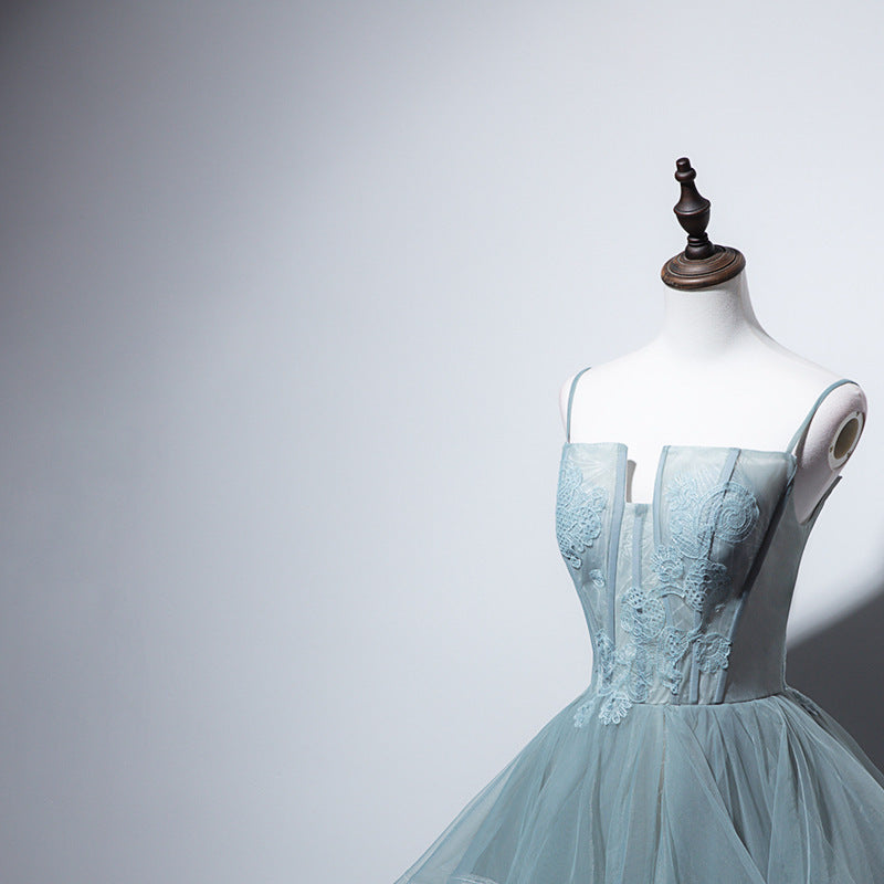 Monika Grey-Green Suspender Evening Dress