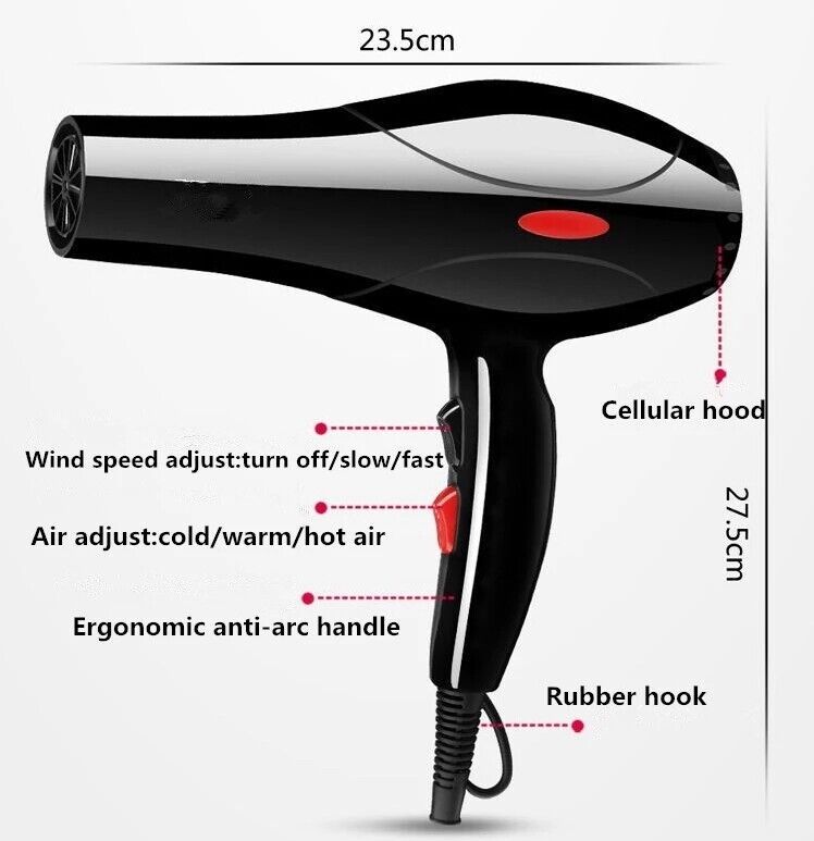 Monika 2200W Professional Hair Dryer with Nozzle – UK