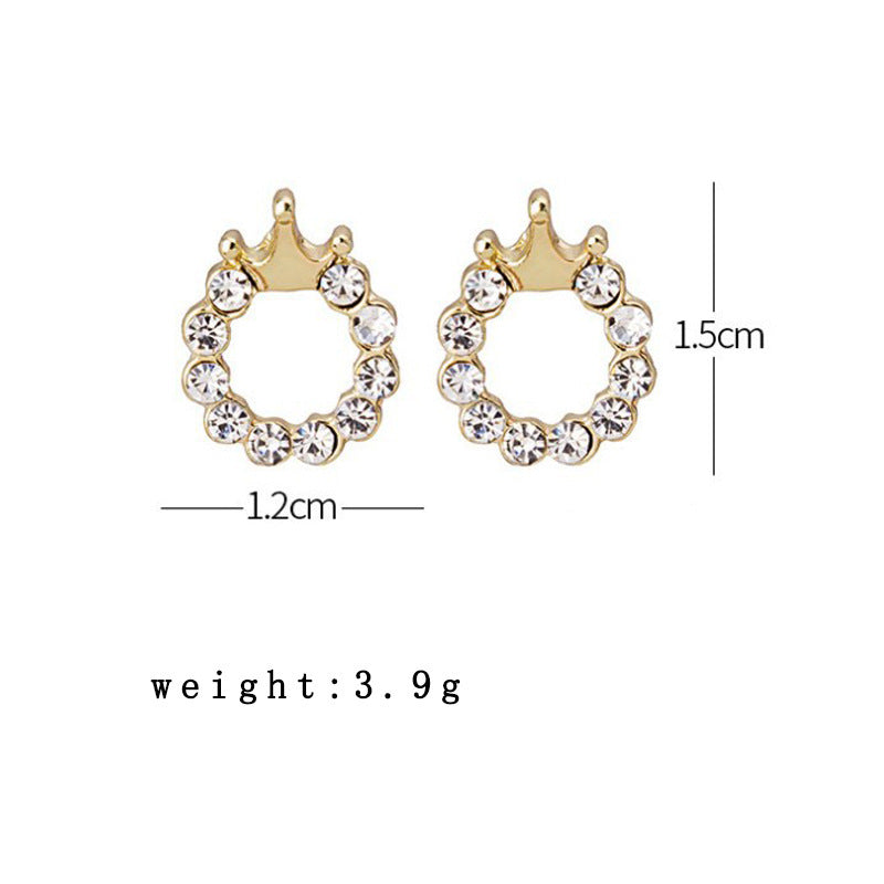 Monika Crown Diamond Stud Earrings