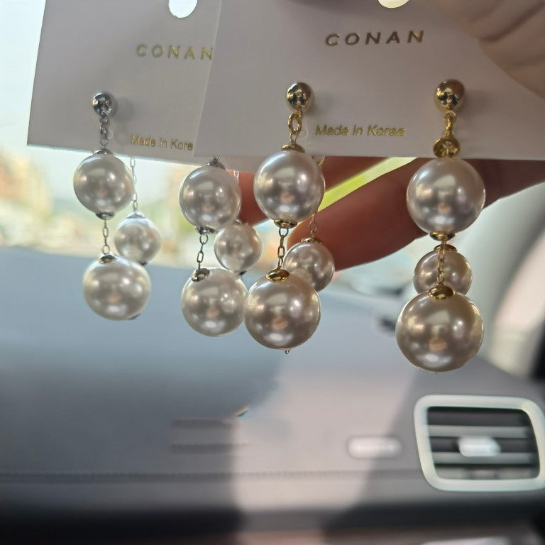 Pearl Beaded Tassel Stud Earrings | Monika Beauty