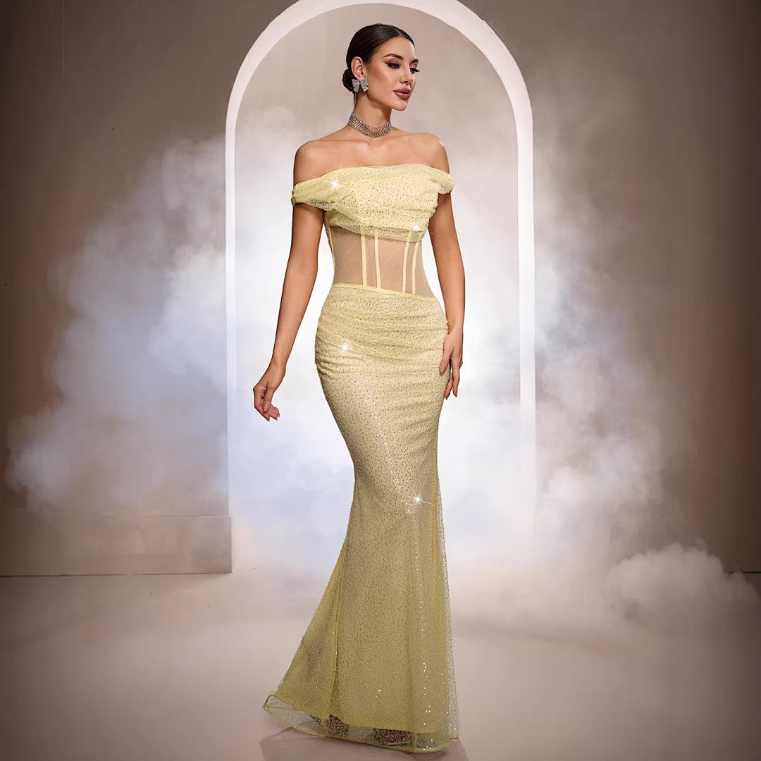 Monika Off-the-shoulder Sequined Mermaid Evening Gown