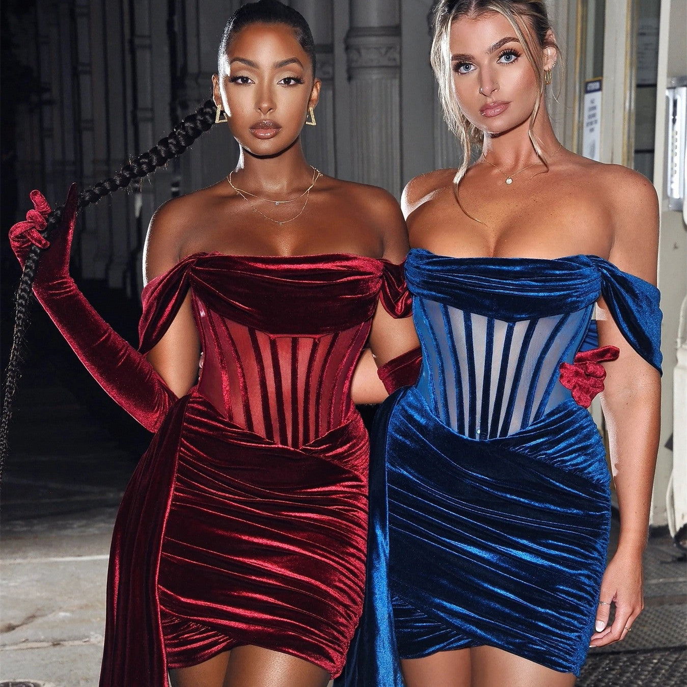 Monika Women’s Velvet Sexy Evening Dress