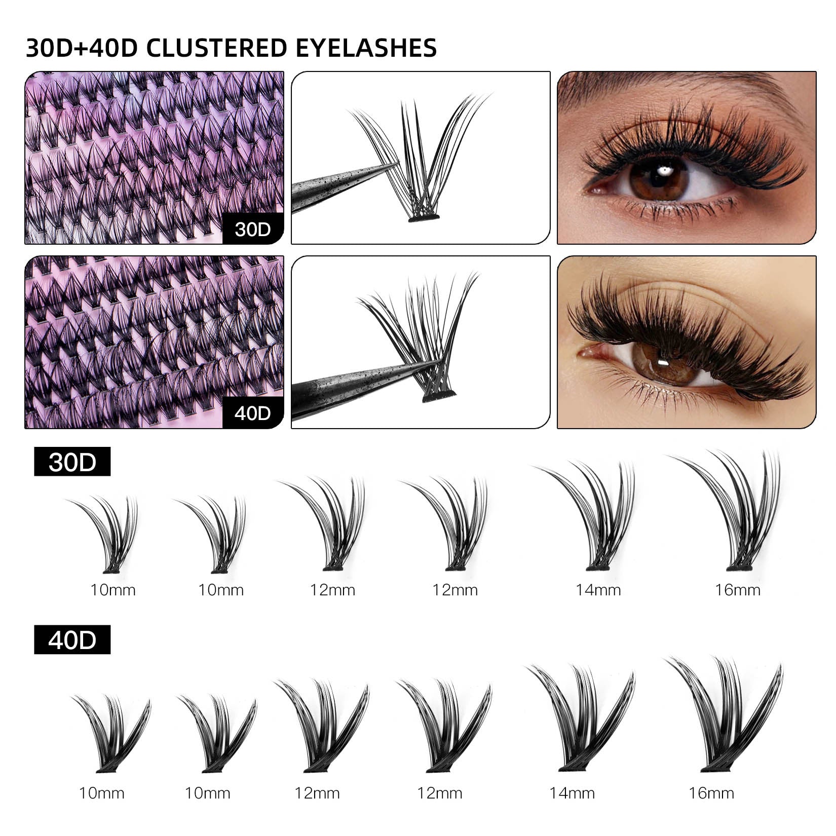 Cluster Lashes 30D/40D Set | Monika Beauty