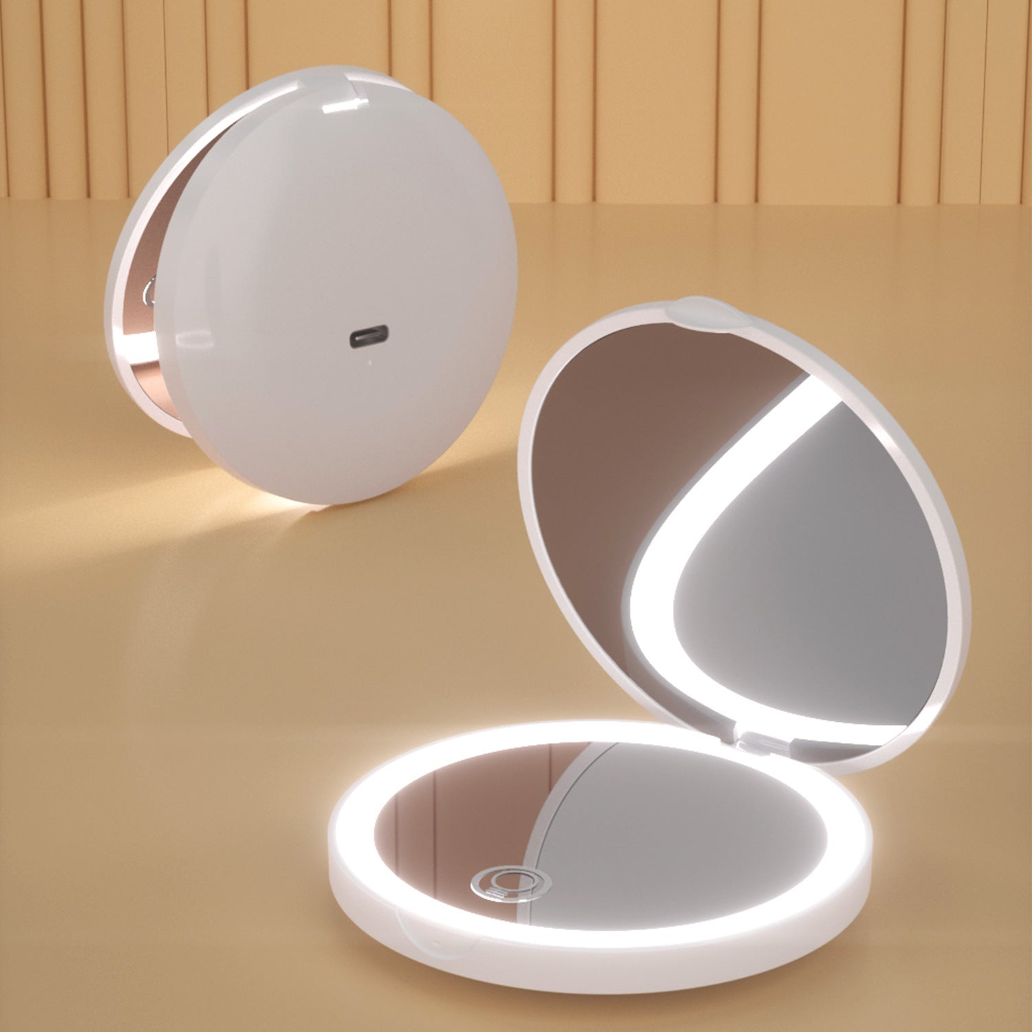 Monika Portable Folding LED Makeup Mirror – 2X Magnification